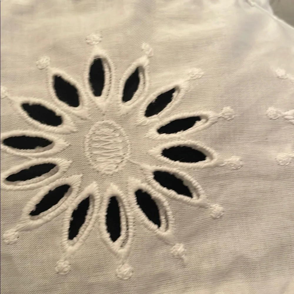 NWT  Zara White Eyelet Tie-Front Blouse long sleeve  cotton XL - Picture 4 of 12